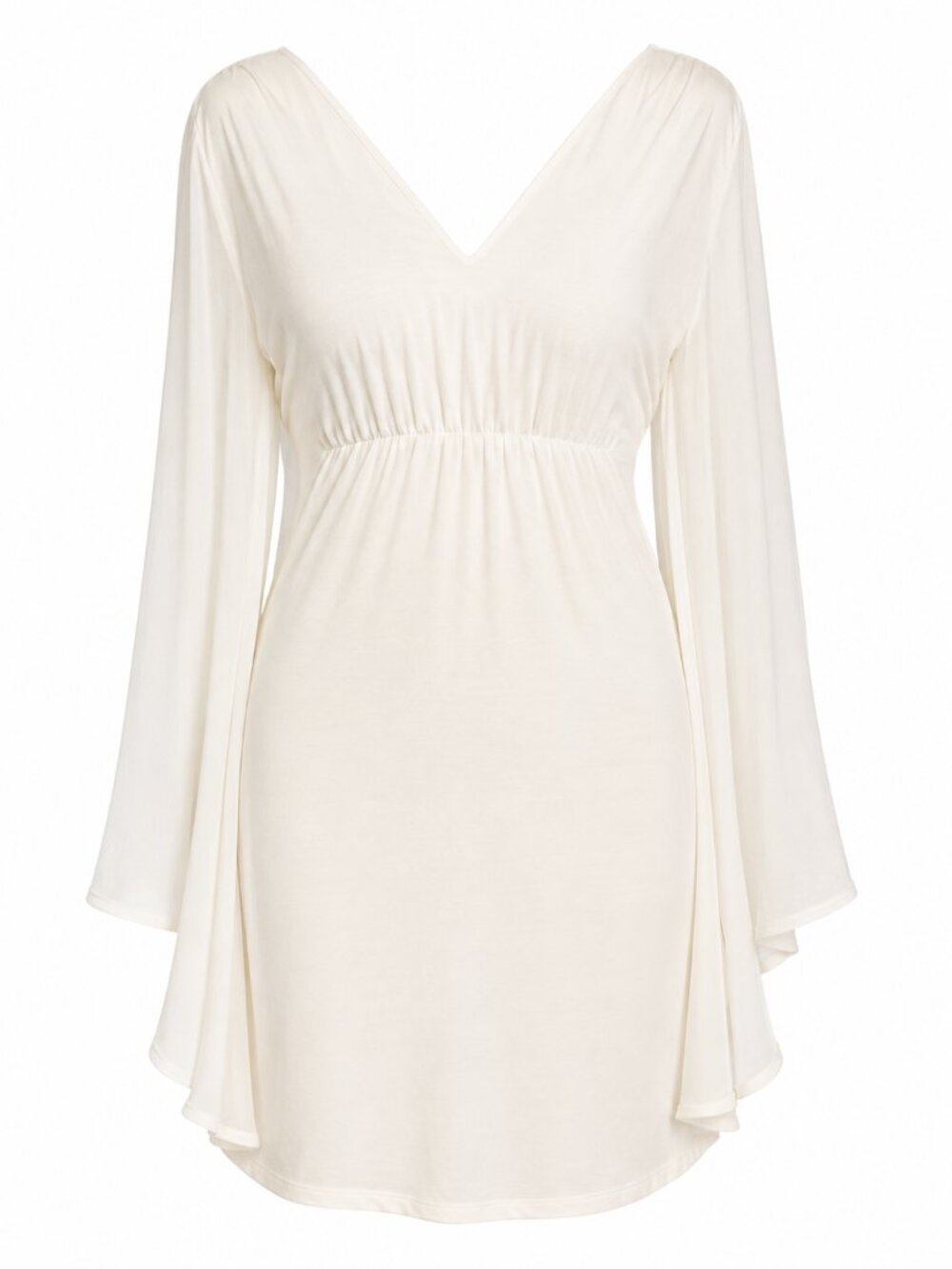 bebe Charline Chiffon-Sleeve Draped Babydoll Mini Dress Size S